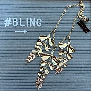 NWT Henri Bendel LUXE Yellow & Rose Gold Fantasy Floral Bib Necklace